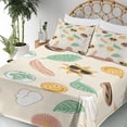 thumbnail image 3 of Ambesonne Boho Emoji Fitted & Top Sheet Set with Sham, Soft Summer Love Creamy, Champagne Green and Blush, 3 of 5
