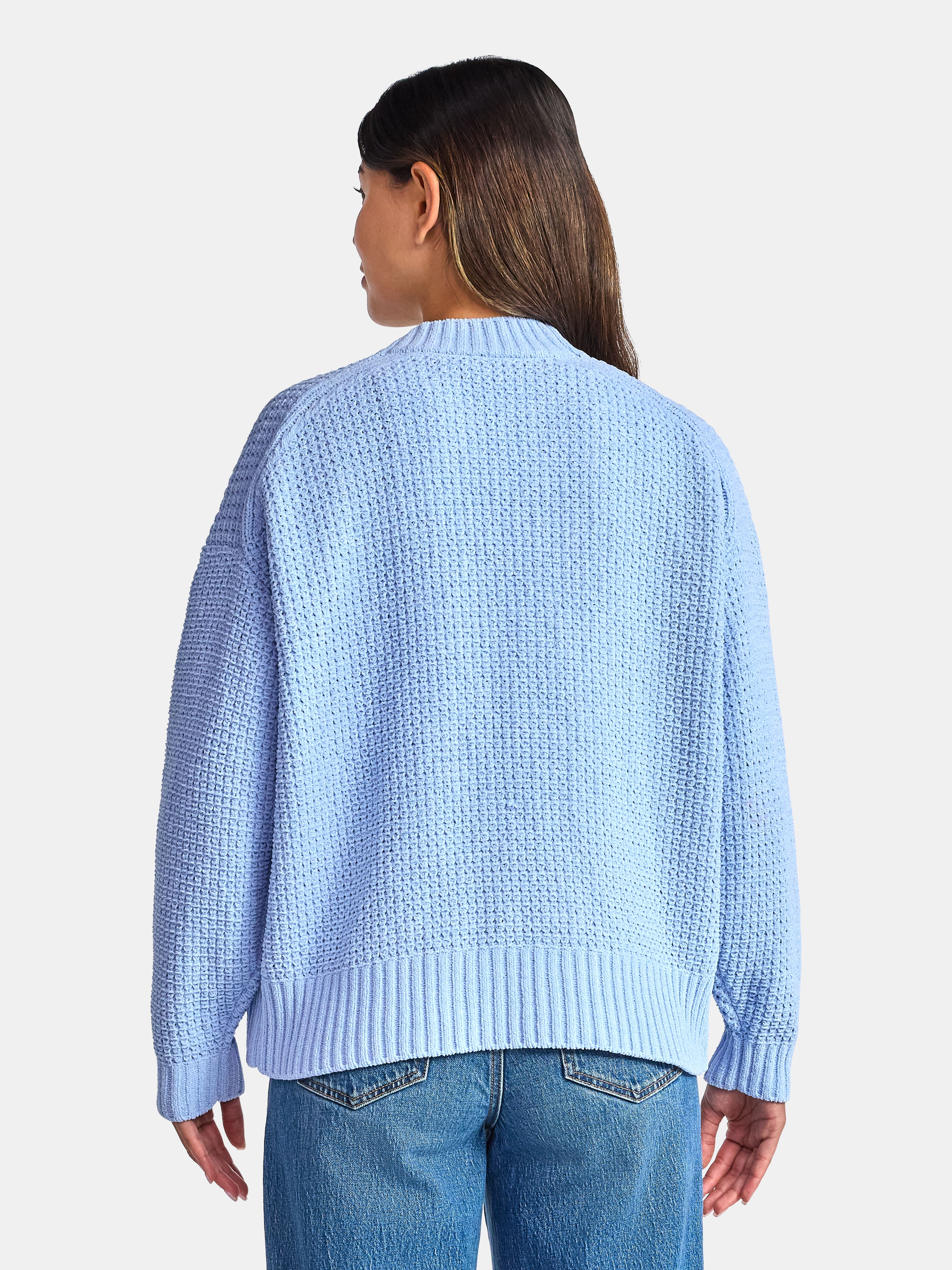Time and Tru Women's Chenille Cardigan Sweater, Midweight, Sizes XS-XXXL