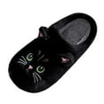thumbnail image 3 of Women'S Slipper Cat Indoor Outdoor House Slipper Fuzzy Fluffy House Shoes On Comfort Footwear Cute Flat Slides Black US: 6.5, 3 of 9