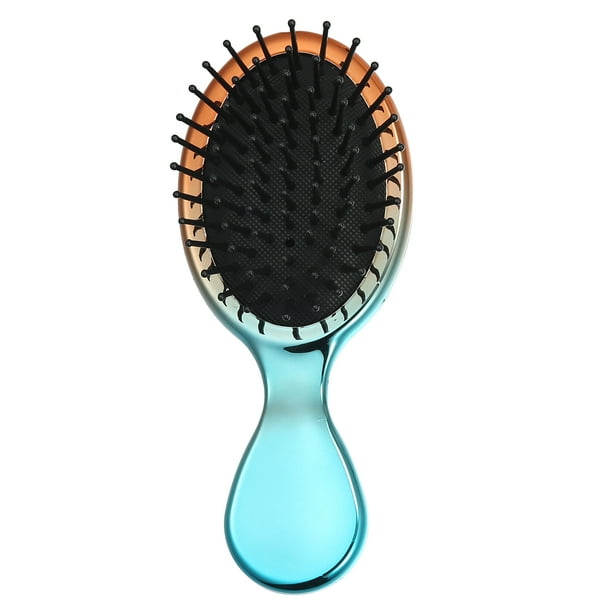 Unique Bargains Mini cepillo de pelo de viaje cepillo desenredador de gradiente de bolsillo para cepillo de pelo húmedo y seco para mujeres naranja verde
