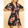 thumbnail image 4 of Made by Johnny Women's Airy Short Sleeve Kimono Style Deep V Neck Dress Top S-3XL Plus Size S BLACK_FLORAL, 4 of 6