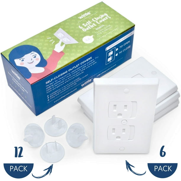 Wittle Self Closing Outlet Covers 6 Pack Plus Plug Cover Outlet