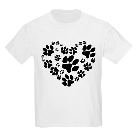 CafePress - Paws Heart Kids Light T Shirt - Light T-Shirt Kids XS-XL