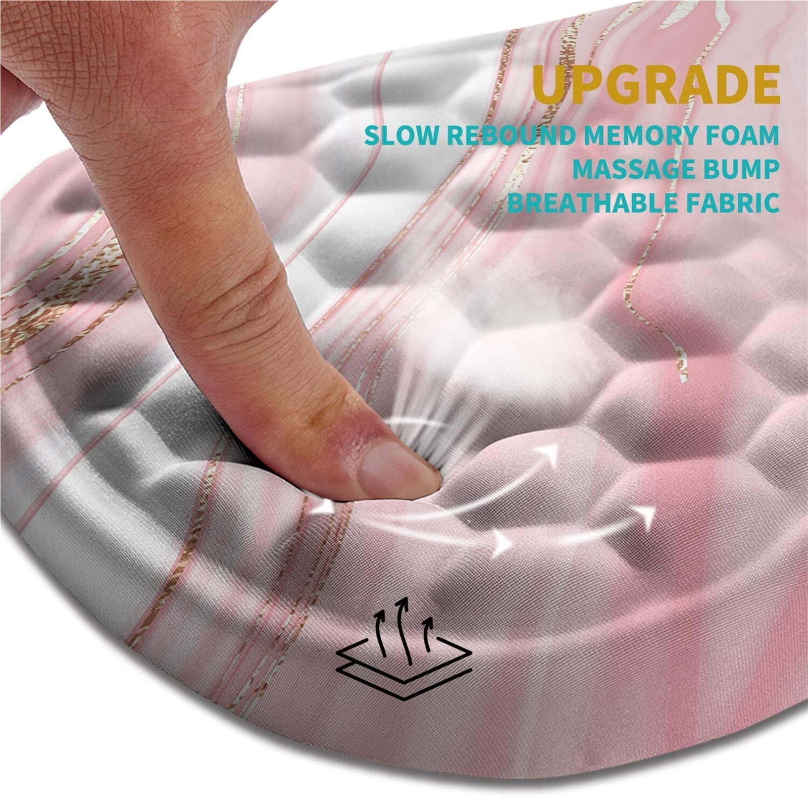 NexTone Ergonomic Mouse Pad Wrist Support, Wrist Rest Mousepad for Carpal Tunnel Pain Relief with Integrated Memory Foam Slope Massage Bulge (11.8x7.9 inch,Pink Fluid