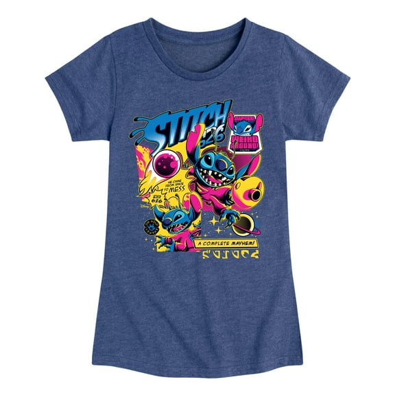Disney - Lilo & Stitch - Stitch Comic  - Toddler & Youth Girls Short Sleeve Graphic T-Shirt