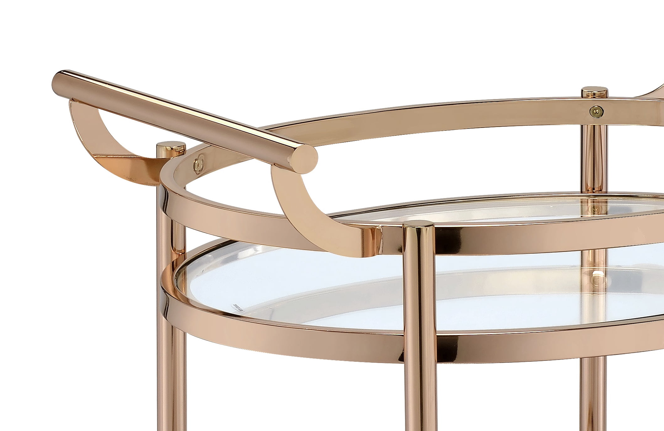 Clear Glass & Rose Gold Finish Serving Cart