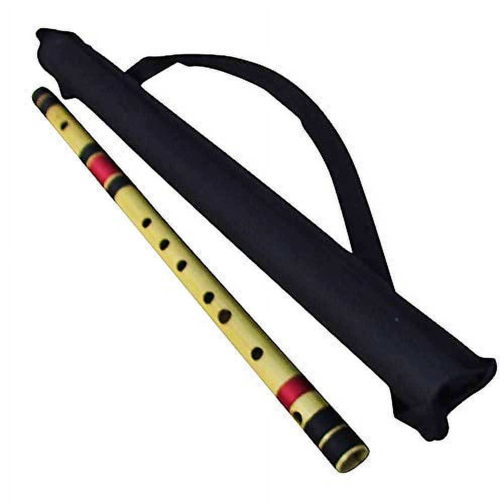 Zaza Percussion- Professional Polished Bamboo Bansuri Flute - (Indian Flute) With Carry Bag (18'' C-Sharp Middle)