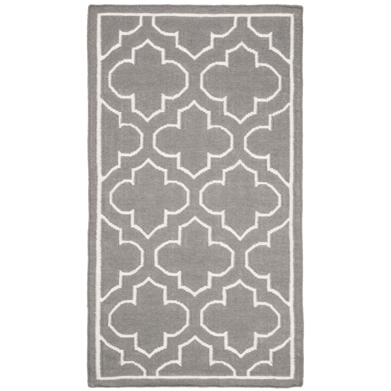 SAFAVIEH Dhurries Walter Geometric Area Rug, Grey/Ivory, 2'6" x 4'