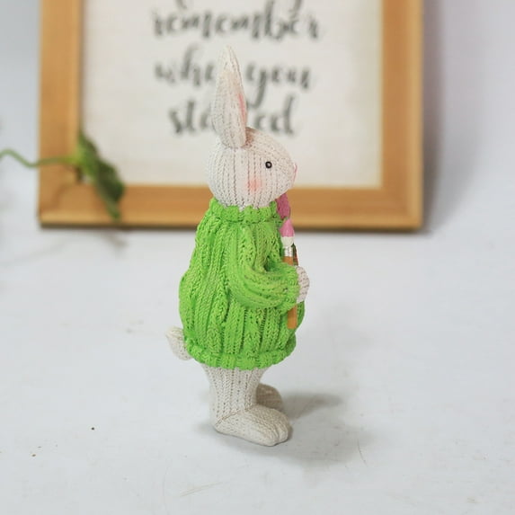 Easter Decorations Easter Bunny Home Room Table Decor Gifts for Kids Women Men Weaving Rabbit Festival Supplies (Pink Sitting, 5.91 inch)