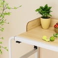 thumbnail image 2 of Tereitr Over-the-Bed Laptop Desk with Raised Baffle for within 210CM/82.68" Bed, 120x40CM/47x15inch Height Adjustable Overbed Table with Wheels for Home Office Bedroom (Wooden), 2 of 7