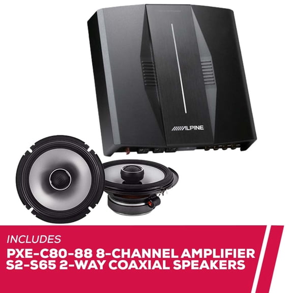 New Alpine PXE-C80-88 8-Channel Amplifier with S2-S65 6.5" 2-Way Coaxial Speakers