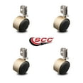 thumbnail image 2 of 2.375 Inch Antique Brass Hooded Urethane Twin Wheel Caster with Inside Mount Set, 2 of 2