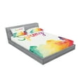 thumbnail image 2 of Ambesonne Saying Fitted Sheet & Pillow Sham Set, Spring Lettering, Queen, Multicolor, 2 of 2