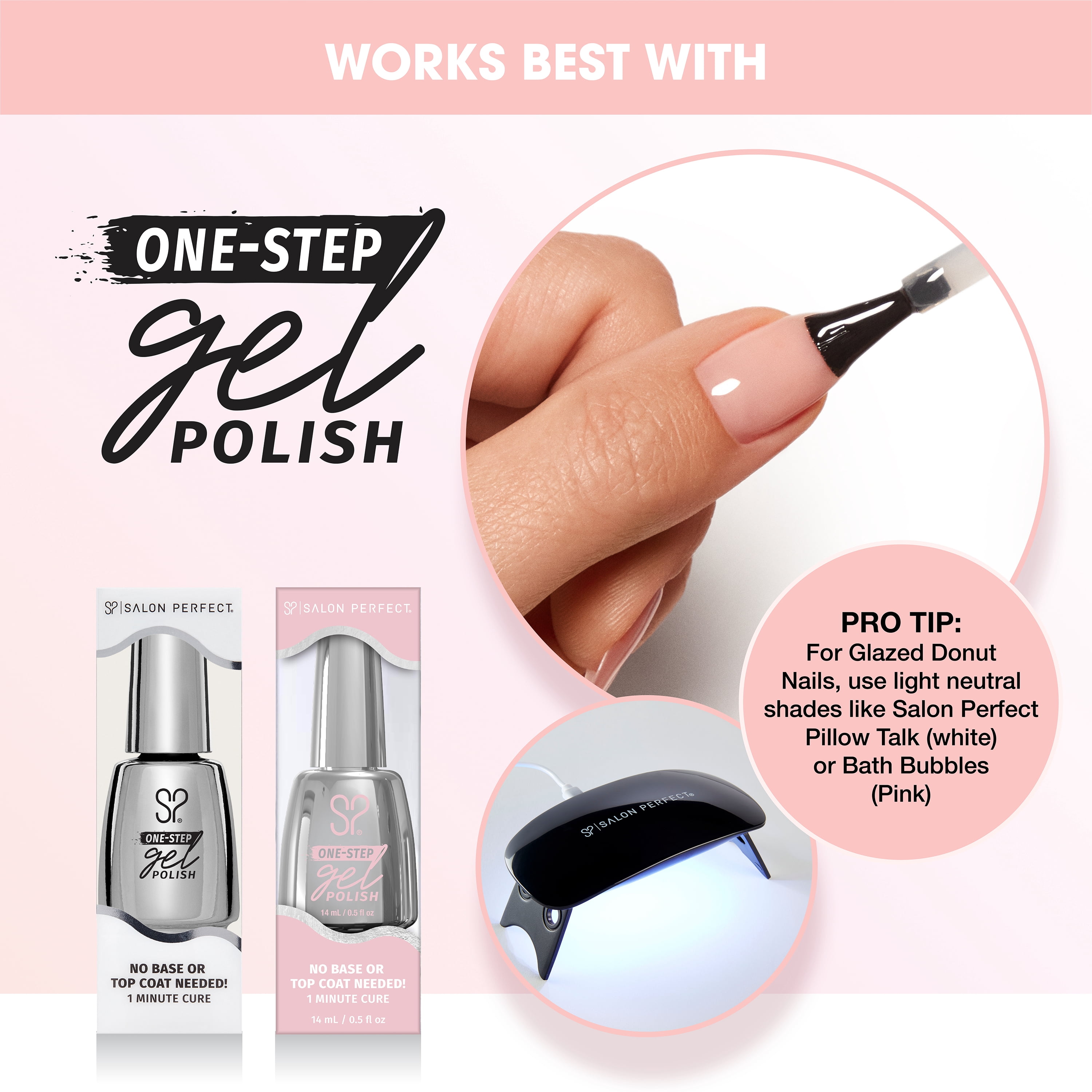 Salon Perfect Glazed Chrome Kit, White Pearl Chrome Powder 5g , No Cleanse Top Coat 0.125 fl oz & Applicator Tool Included