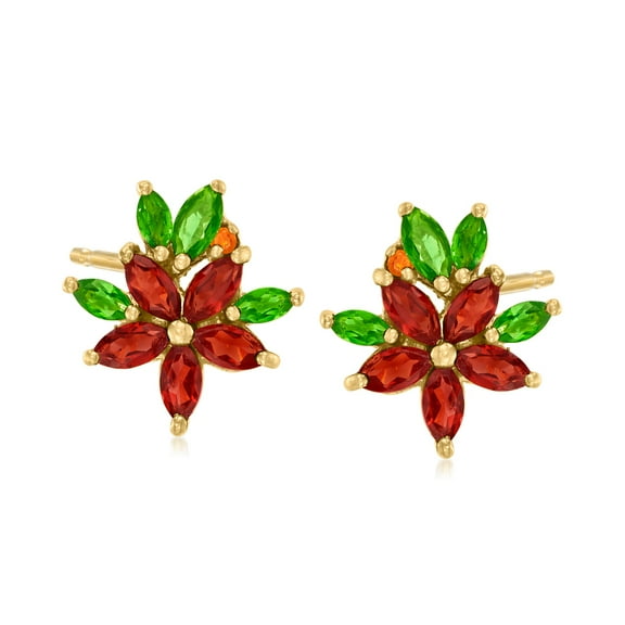 Ross-Simons 3.13 ct. t.w. Multi-Gemstone Flower Earrings in 18kt Gold Over Sterling, Women's, Adult