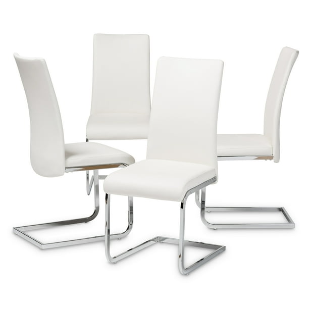 Set Of 4 Baxton Studio Cyprien Modern, Faux Leather Dining Chairs Set Of 4 Grey