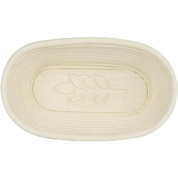 Vollum Bread Proofing Basket Banneton Rattan Cane Bread Maker for Artisan Breads, 10 Inch x 5.5 Inch x 3.5 Inch,1-Pound Oval Brotform with Leaf Imprint