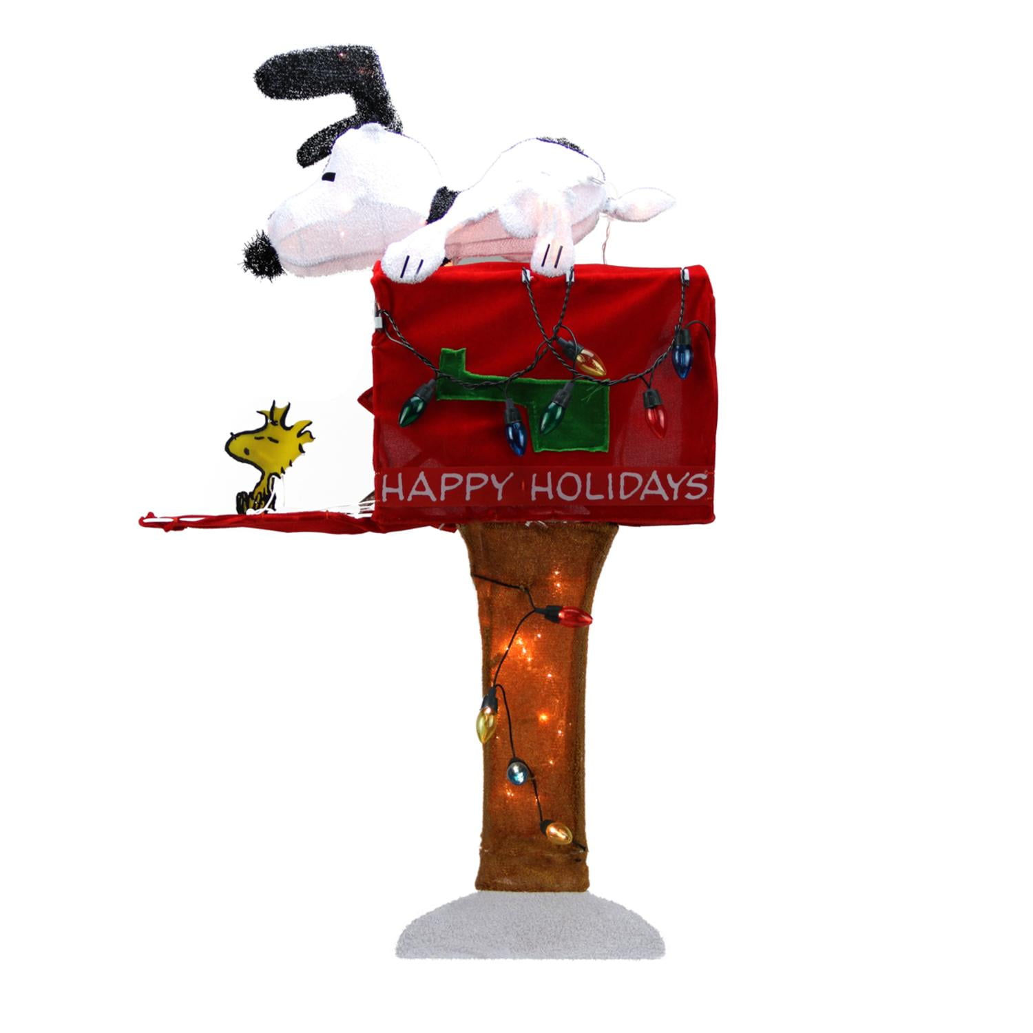 36 Pre Lit Peanuts Snoopy With Red Mailbox Animated Christmas