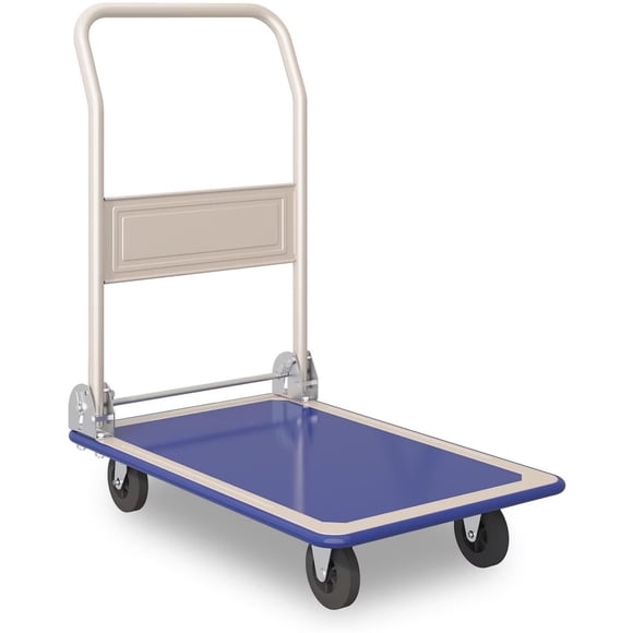 Eastvita Heavy - Duty Foldable Push Cart Dolly with 360-Degree Swivel Wheels 286lbs Load Capacity for Loading Storage (Blue)