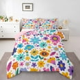 thumbnail image 2 of Manfei Boho bohemian Print Bedding Comforter Set,Cartoon Floral Twin Comforter Sets,Multicolor Flower Bedding Set,Breathable Bedroom Decorative Reversible,2-Piece, 2 of 8