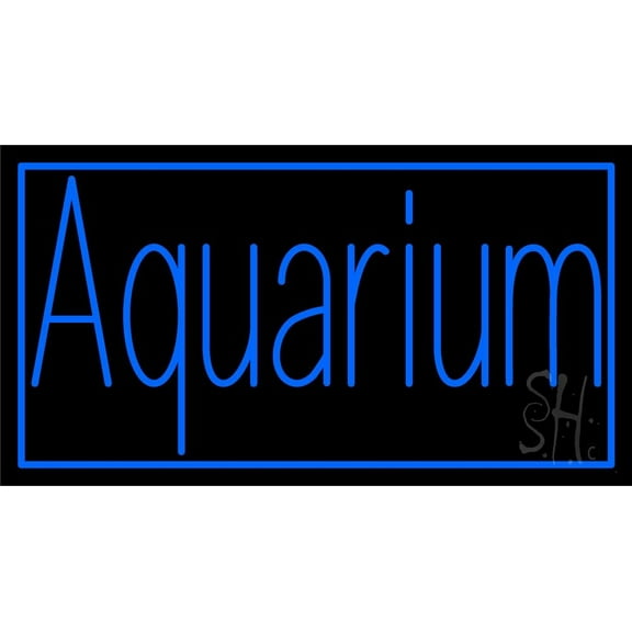 Blue Aquarium with Border LED Neon Sign 13" Tall x 24" Wide - inches Black Square Cut Acrylic Backing, with Dimmer - Premium built indoor Sign for Club, Home décor, Event, Workshop, Storefront.