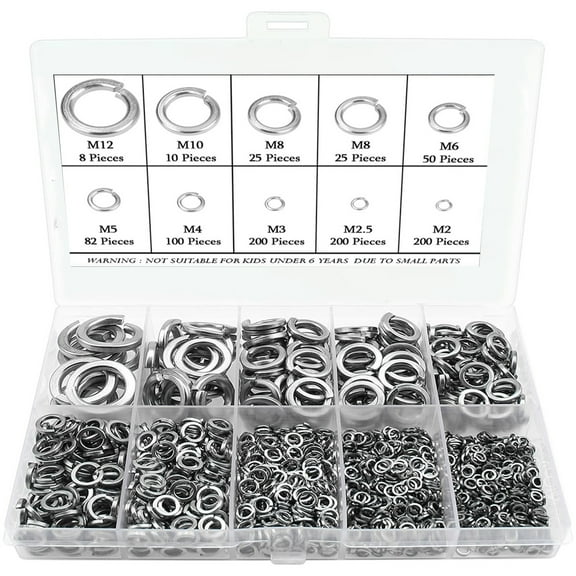 Assorted Sizes Of Spring Lock Washers 900Pcs Perfect For Workshop And Home Use