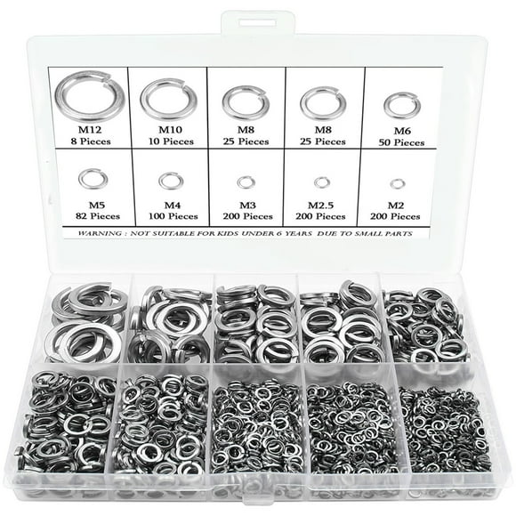 900pcs 304Stainless Steel Spring Lock Washers for Screws Bolts Lock Metal Washer