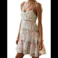 thumbnail image 3 of Vestido Bohemio Floral de Verano 2025 para Mujer, Corto, Sin Mangas, con Volantes y Tirantes Finos. Rosa Verde M, 3 of 10