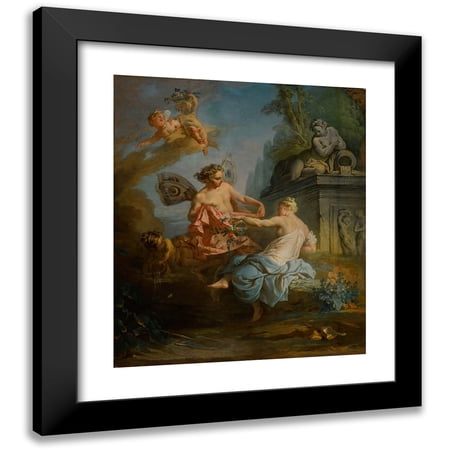 French School 12x14 Black Modern Framed Museum Art Print Titled - Flora and Zephyr (circa 1760-1770)
