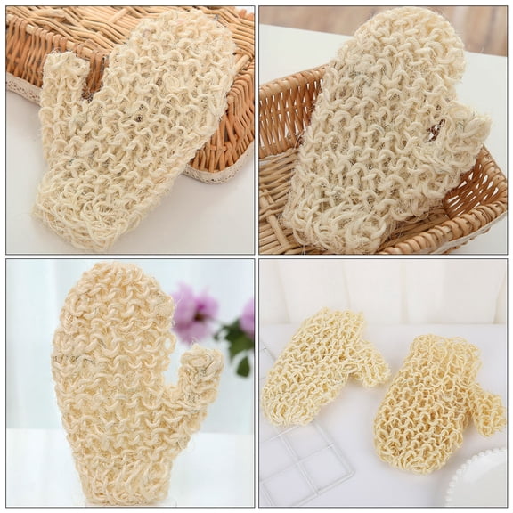 LULULION 1 Pair Gentle Exfoliating Gloves Sisal Bath Scrubber for Sensitive Skin Users in