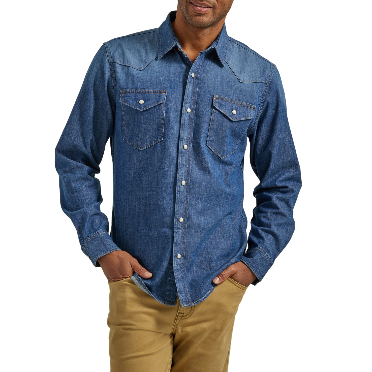 Wrangler Men’s Slim Fit Long Sleeve Woven Shirt, Sizes S-5XL - Walmart.com
