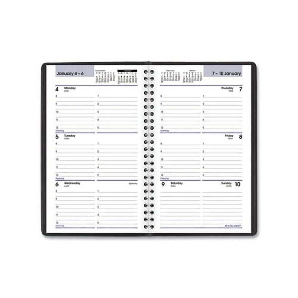 Block Format Weekly Appointment Book 8.5 x 5.5, Black, 2022