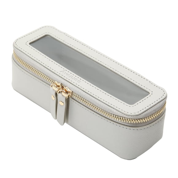 Bolsa para brochas de maquillaje Aveniee, transparente y delgado, gris