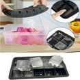 thumbnail image 3 of ​Silicone Ice Cube Trays 1-Pack (15 Large Cubes) - Whiskey & Cocktail Molds with Stackable Freezer-Safe Design, Slow-Melting BPA-Free for Bourbon, Wine, Fruit Chilling​​ Black, 3 of 8