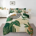thumbnail image 2 of Manfei Green Monstera Leaf Queen Comforter Set,Tropical Botanical Leaves Bedding Sets,Black Gold Lines Bedding Comforter Set For Adults,Ultra Soft Home Decor Reversible,3pcs, 2 of 8