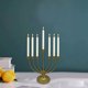 thumbnail image 4 of Candelabro de Hanukkah de hierro dorado, superficie brillante de siete cabezas, 4 of 6