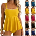 thumbnail image 6 of cocolona Tankini Swimsuits for Women Fashion Solid Color Two Piece Modest Bathing Suit Vacation Beach Ruffle Hem Swimwear, 6 of 6