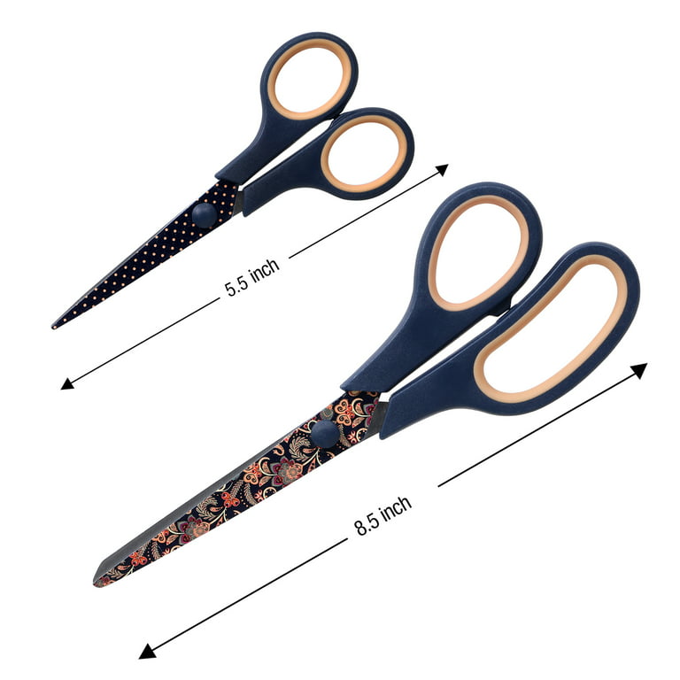 2 Pair Forged Titanium Fabric Scissors - 8.5 inch & 9.5 inch Black w/ Grey - 1 Set