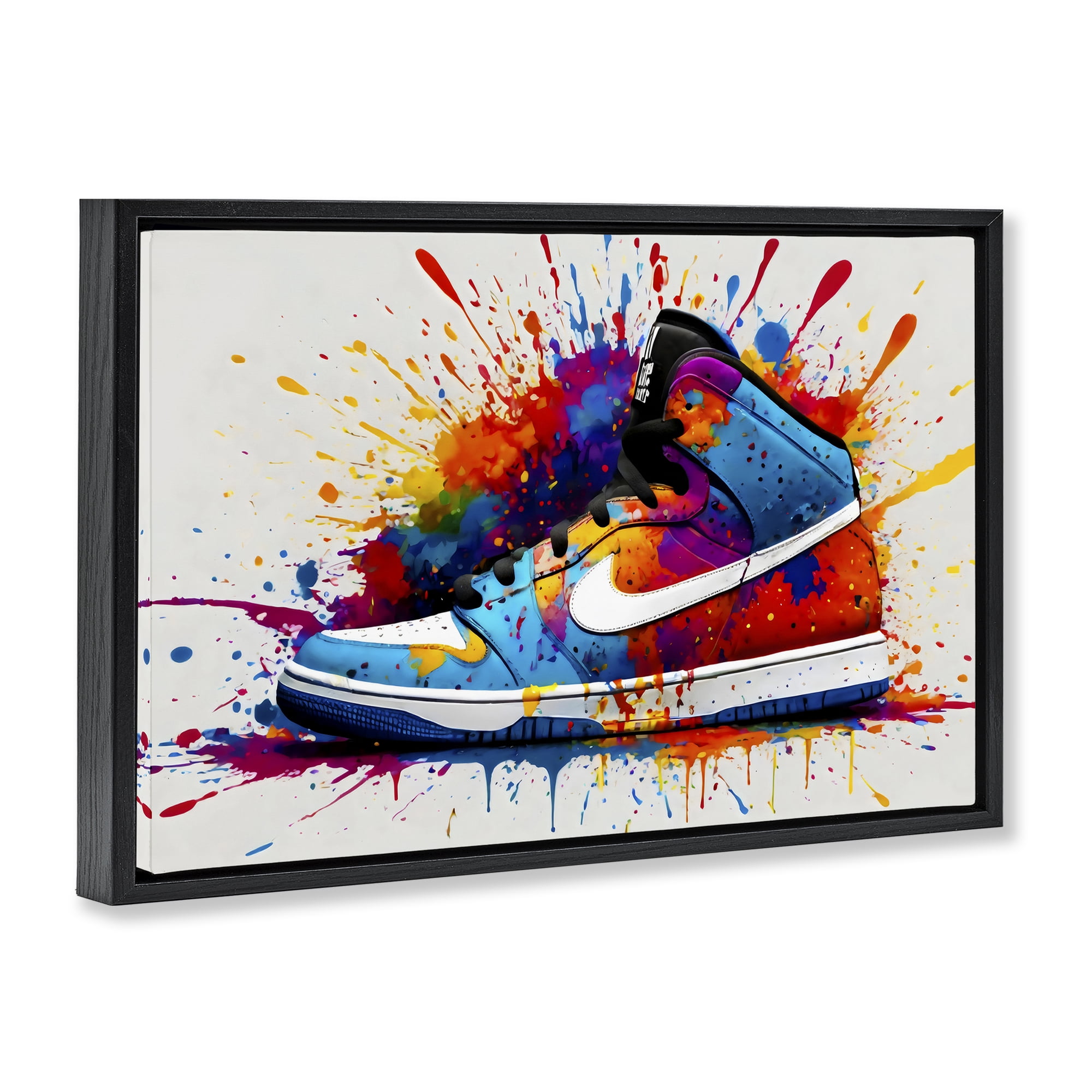 Stupell Industries Centric Sneaker Splash Black Framed Floater Canvas Wall Art, design by Creative Studio