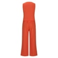 thumbnail image 6 of QATAINLAV Women Linen Vest Set Casual Sleeveless V Neck Button Down Tops and Wide Leg Suit Pants with Pocket 2 Piece Outfits, Orange, M, 6 of 10