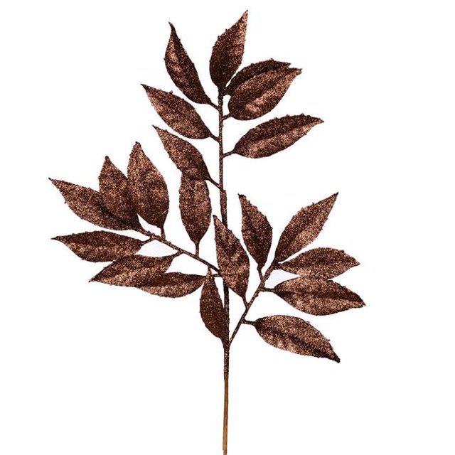 Vickerman L194515 21 in. Chocolate Glitter Bay Leaf Spray - 12 per Bag