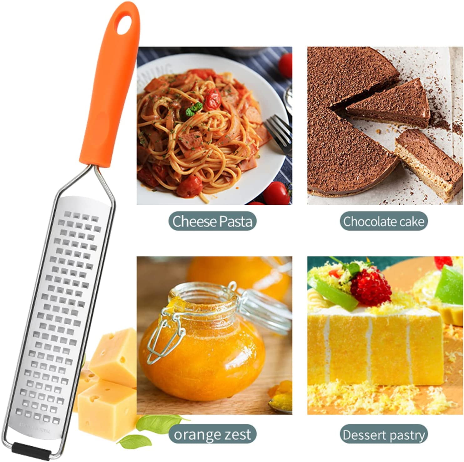 Upgraded Zester Grater with Handle, Fine Rasp for Kitchen Handheld, Hand  Grating Tool for Cheese, Lemon, Citrus, Lime, Ginger, Garlic, Chocolate,  Food