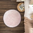 thumbnail image 2 of Ultra Soft Faux Fox Fur Fluffy Carpets Chair Couch Bedroom Floor Sofa Living Room Rug, 3 x 3 Feet, White Pink Round, 1 Pack, 2 of 6