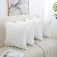 thumbnail image 7 of PiccoCasa Soft Velvet Decorative Pompoms Throw Pillow Covers White 16" x 16" 4, 7 of 7