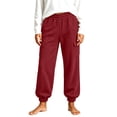 thumbnail image 3 of SYwaren Womens Straight Leg Sweatpants Casual Elastic Waist Solid Tapered Athletic Comfy Fashion Everyday Lounge Jogger Pants, 3 of 6