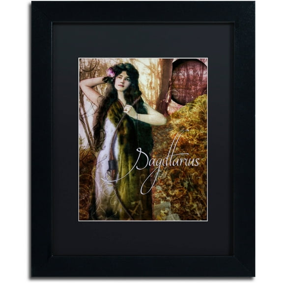 Trademark Fine Art "Art Nouveau Zodiac Sagittarius" Canvas Art by Color Bakery Black Matte, Black Frame