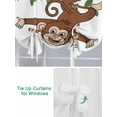 thumbnail image 3 of Brown Cute Monkey Tie Up Curtains for Windows 63 Inch Length Balloon Curtains Kitchen Adjustable Balloon Window Shade Green Leaves Vine Branch Animal Tie Up Valance Bathroom Curtain Window 52"x63", 3 of 6