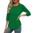 thumbnail image 4 of Summer Akafmk 3/4 Sleeve Shirts for Women,Summer Womens Pleated Front Tunic Tops,Casual Loose Solid Color V-neck Lace Quarter Sleeve Top, 4 of 5
