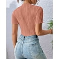 thumbnail image 6 of Bodysuits for Womens Crew Neck Short Sleeve Body Suits Going Out Outfits Summer Leotards Tops Onesie Shirts Dirty Pink M, 6 of 7