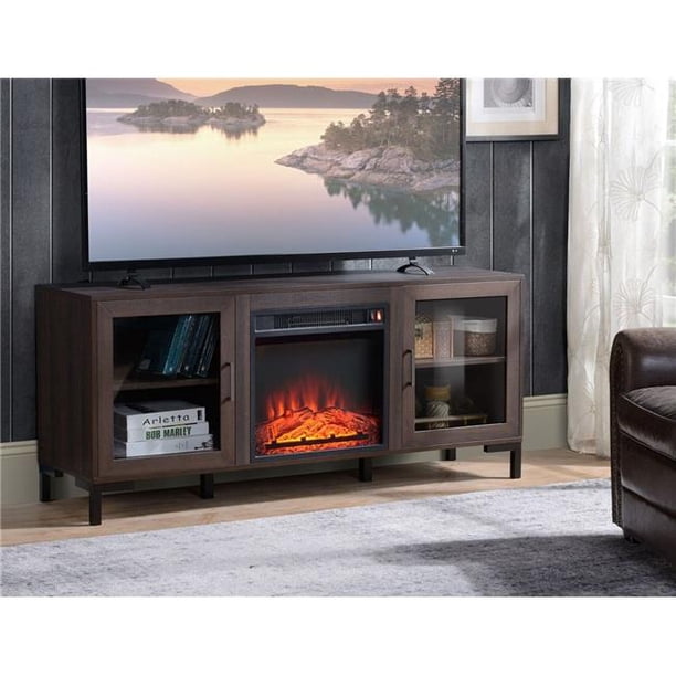 Design Mode CADA60HFFP Dark Oak Finish TV Stand with Built In